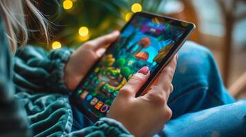 An image of someone playing a virtual memory game on a tablet while on the go making use of downtime to engage in mental stimulation photo