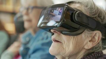 A the guiding a client through a VR memory recall session immersing them in past experiences photo