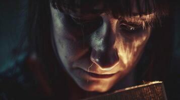 An image of a person holding a memory box with tears in their eyes representing the emotional value of cherished memories photo