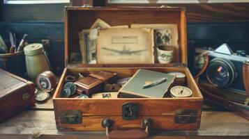 A memory box filled with items reflecting a persons hobbies and interests celebrating their unique personality photo