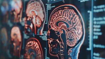 A poster with a timeline of brain development from birth to old age reminding people to take care of their brain at every stage of life photo