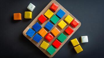 A game board with colorful tiles specifically designed to stimulate memory recall photo