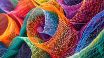 A string art project using different colors and thicknesses of thread to create a visually stimulating image photo