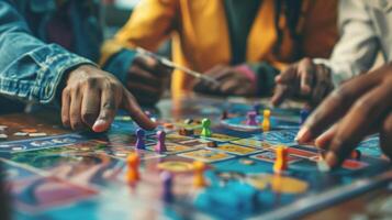 A group of individuals playing a memorybased board game that incorporates strategy and quick recall photo