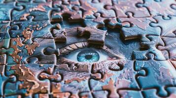 A jigsaw puzzle with one piece significantly larger than the others symbolizing the impact of one missing piece on overall brain health photo