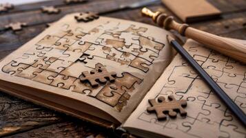 A list of brainboosting activities written in a memory journal such as puzzles and crossword puzzles photo