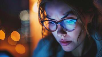 A woman struggling to navigate a technological device with a look of confusion and agitation on her face photo
