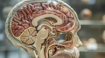 A crosssection of the brainstem highlighting the pons and its function in regulating breathing and sleep photo