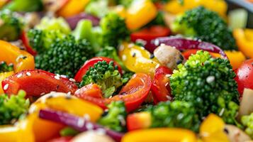 A colorful stirfry with a variety of vegetables and lean protein demonstrating the brainboosting benefits of a wellrounded meal photo