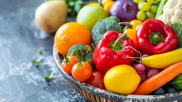A bowl filled with colorful fruits and vegetables highlighting the importance of a wellrounded and nutritious diet for overall brain health photo