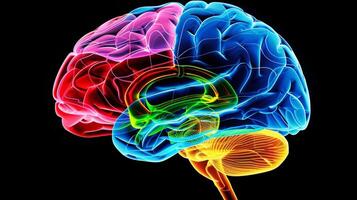 A brain with different areas highlighted showing how CBT can target specific cognitive functions photo