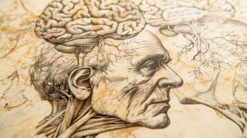 A series of drawings depicting the stages of Huntingtons disease from subtle changes in movement to severe cognitive impairment photo