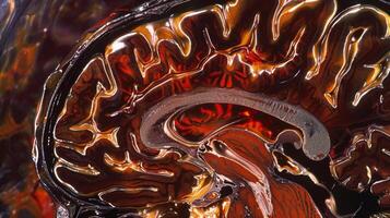An MRI scan highlighting the areas of the brain affected by vascular dementia including multiple small strokes photo