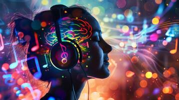 A person with a traumatic brain injury using music therapy and personalized playlists to aid in their recovery and memory improvement photo