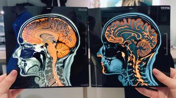 A before and after brain scan comparison showing the positive effects of implementing brainhealthy habits learned at a seminar photo