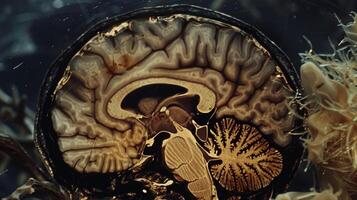 A magnified view of an MRI scan showing severe atrophy in the hippocampus photo