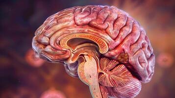 A crosssection illustration of the brain highlighting the hippocampus and its role in memory formation and storage photo