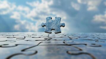 An image of a puzzle piece hovering in midair representing the feeling of a thought or memory just out of reach photo