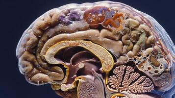 A crosssection of the brain highlighting the different layers of the cerebral cortex and their functions photo