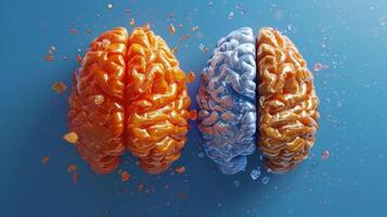 Comparison photo of a healthy brain and a brain affected by cognitive decline highlighting the visible differences