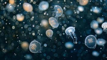 A rare occurrence of a mega bloom where jellyfish numbers are incredibly high and can cover miles of ocean photo