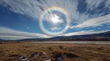 An iridescent halo seemingly floating in the sky and casting a spell on the surrounding landscape photo