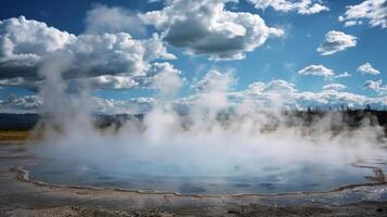 The surreal experience of walking through a geothermal field filled with steam photo