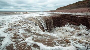 The force of the tidal bore creates whirlpools and eddies adding to the dramatic effect of its appearance photo