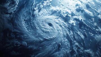 The seemingly calm center of a hurricane belying the true intensity and destruction it can bring photo