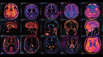 A series of CT scans highlighting atrophy in different regions of the brain photo
