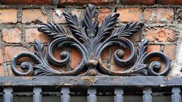 A closeup of the handcrafted ironwork on the buildings gates showcasing the level of detail and skill that went into creating this architectural feature photo