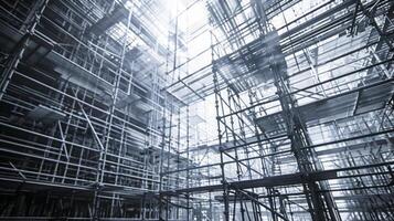 A network of scaffolding towers over the site hinting at the massive scale of the infrastructure project photo