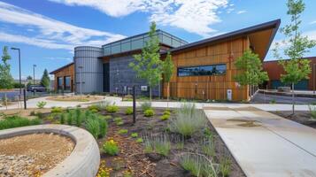 The tingedge building features a rainwater harvesting system utilizing collected water for irrigation and flushing s photo