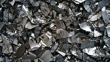 Co jagged chunks of silver metal shavings creating a sharp and reflective surface photo
