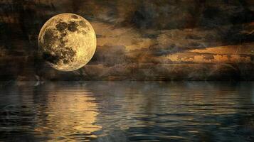 The moons glints on the water create a path of light inviting one to embark on a journey towards the unknown photo