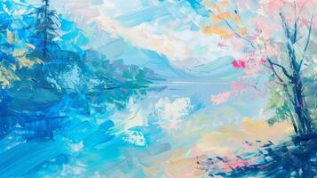A beautiful landscape painting representing the calming effect of art on our memory and mental health photo