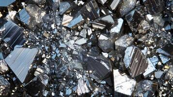 A macro shot of mica its surface resembling a mosaic of tiny reflective crystals that add a touch of radiance to any surface photo