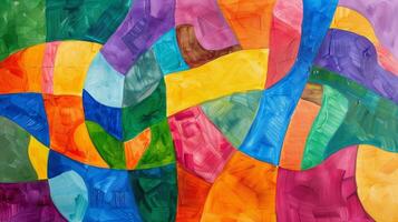 A colorful abstract painting created by an elderly person showing their unique and imaginative perspective photo