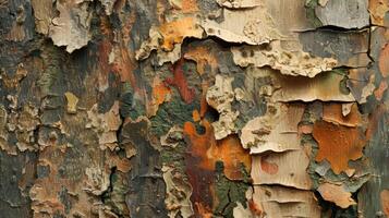 The co bark texture is accentuated by layers of peeling flaking bark revealing rough raw edges that add to the trees natural character photo