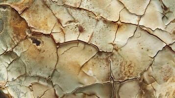 The co surface of a cracked ceramic plate the once perfectly smooth glaze now disrupted by deep fissures that give it a rustic and worn feel photo