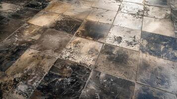 The rough concrete floor is covered in a patchwork of dark and light patches adding a slightly vintage and rustic feel to the overall texture photo