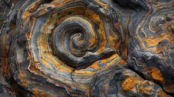 A zoomedin shot of the intricate swirls and patterns of varnish on a rock revealing the detailed history of erosion and weathering photo