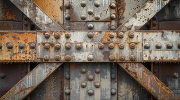The texture of the girders is a mix of smooth and rough with areas of the steel still retaining its sleek sharp edges while others are worn down and pitted from years of exposure photo