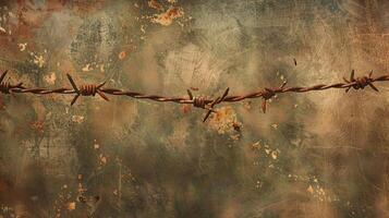 Despite its worn appearance the barbed wire still exudes a sense of danger and confinement its sharp points jutting out as a warning to those who come near photo