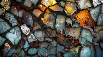 The cracked glass resembles a mosaic of imperfect pieces each with its own unique texture and story photo