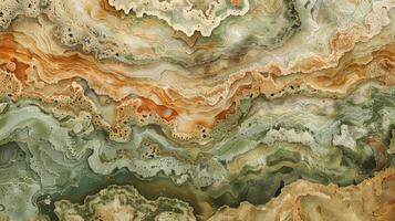 Intricate patterns of earthy greens and sandy browns like a miniature landscape encapsulated in stone photo