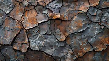 A detailed shot of heattreated steel shows a mosaiclike texture of hardened and softened areas creating a rugged landscape photo