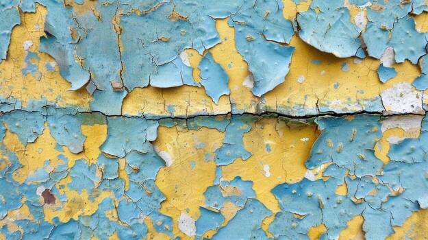 Chipped and flaking paint that resembles a map of jagged abstract lines and shapes photo