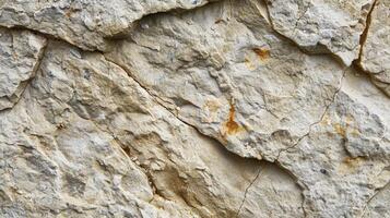 A macro shot of rough limestone revealing tiny crevices and creases that add to its rugged and weathered look photo