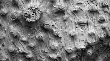 The grainy texture of a bumpy tree knot dotted with tiny knots and raised areas that create a pattern of peaks and valleys photo